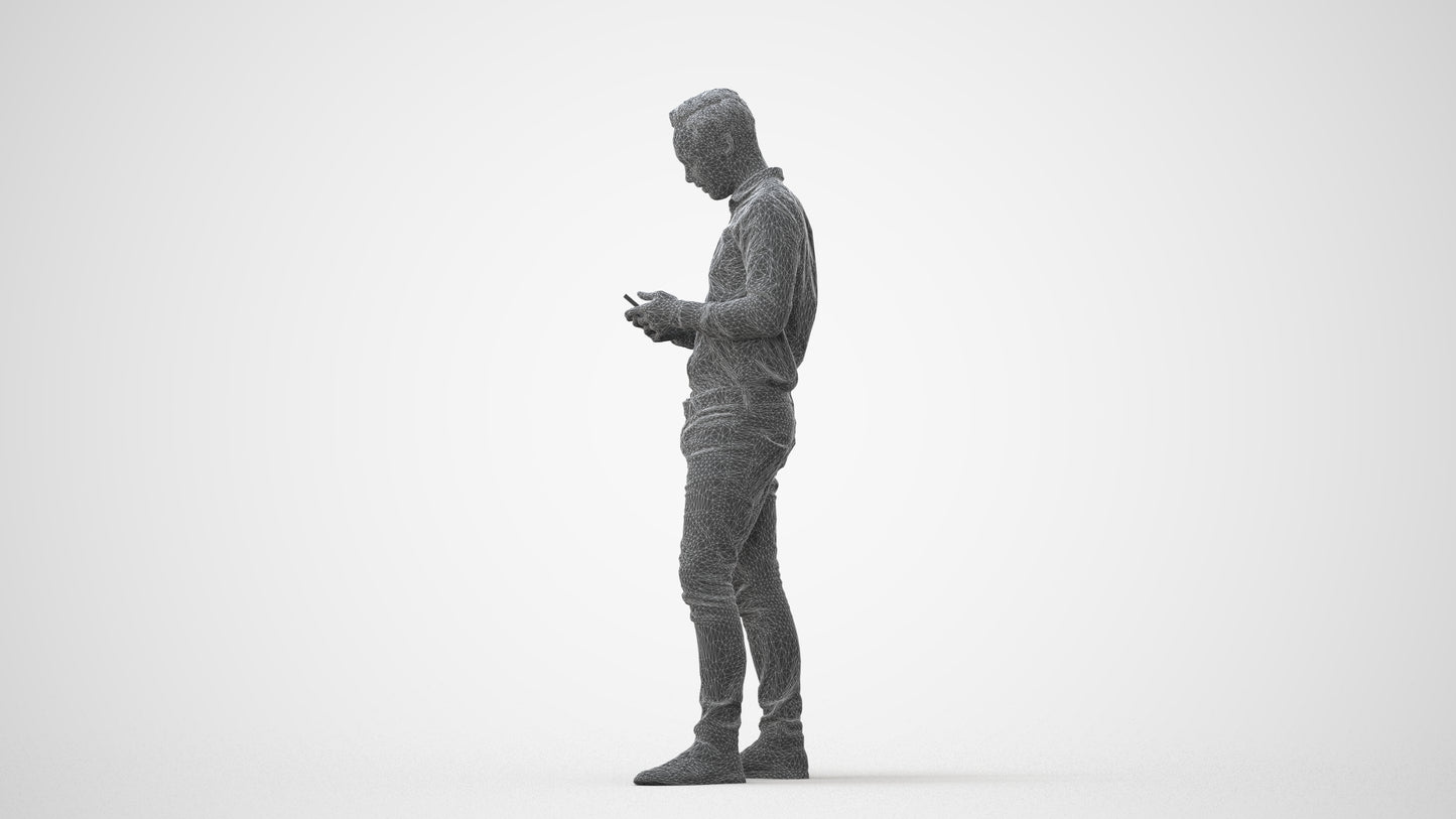 3D people model man casual standing, scanned human for 3ds Max rendering, square thumbnail