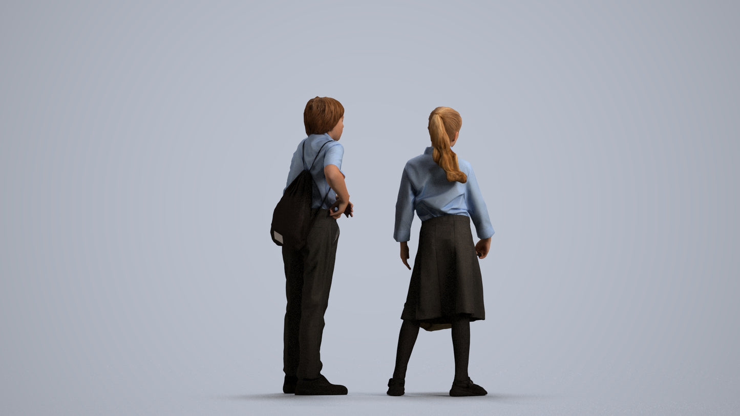 photogrammetry 3D girl kids, realistic human model archviz FBX, front view render