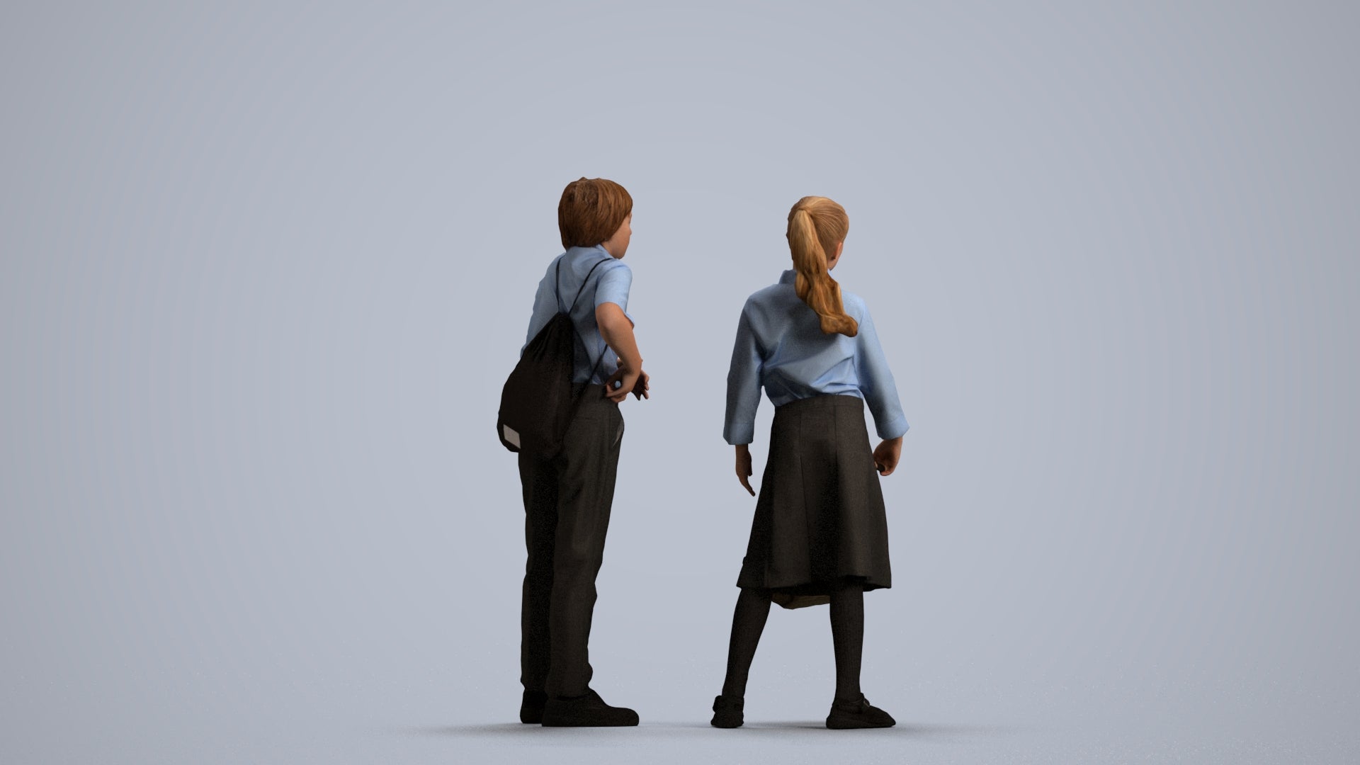 photogrammetry 3D girl kids, realistic human model archviz FBX, front view render