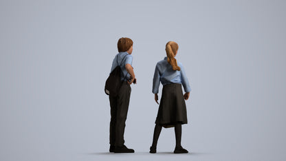 photogrammetry 3D girl kids, realistic human model archviz FBX, front view render