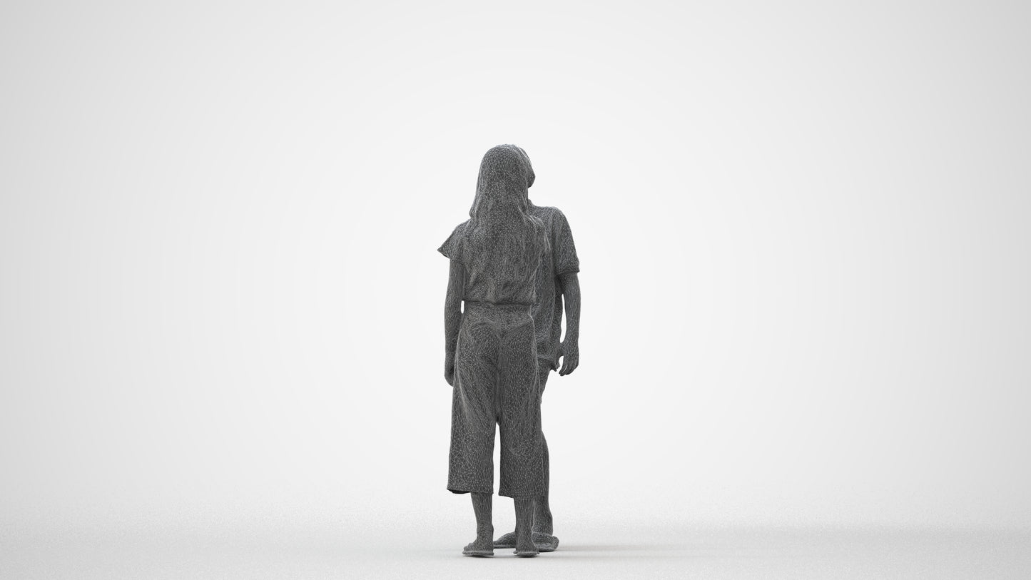 3D people model girl kids, scanned human for 3ds Max rendering, square thumbnail