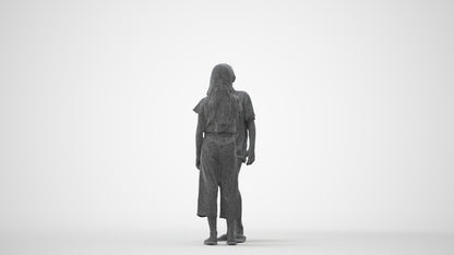 3D people model girl kids, scanned human for 3ds Max rendering, square thumbnail