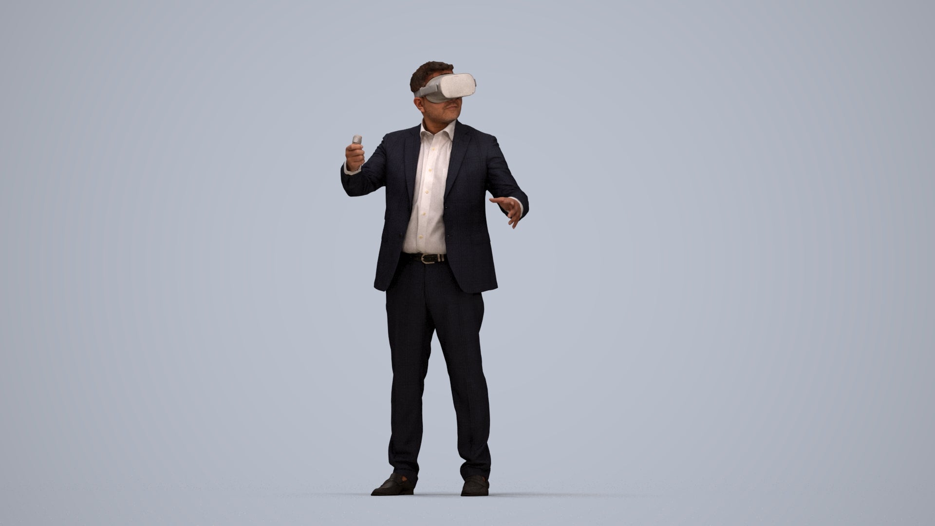 3D scanned man standing business, photorealistic archviz people for Enscape and SketchUp, top-down view render