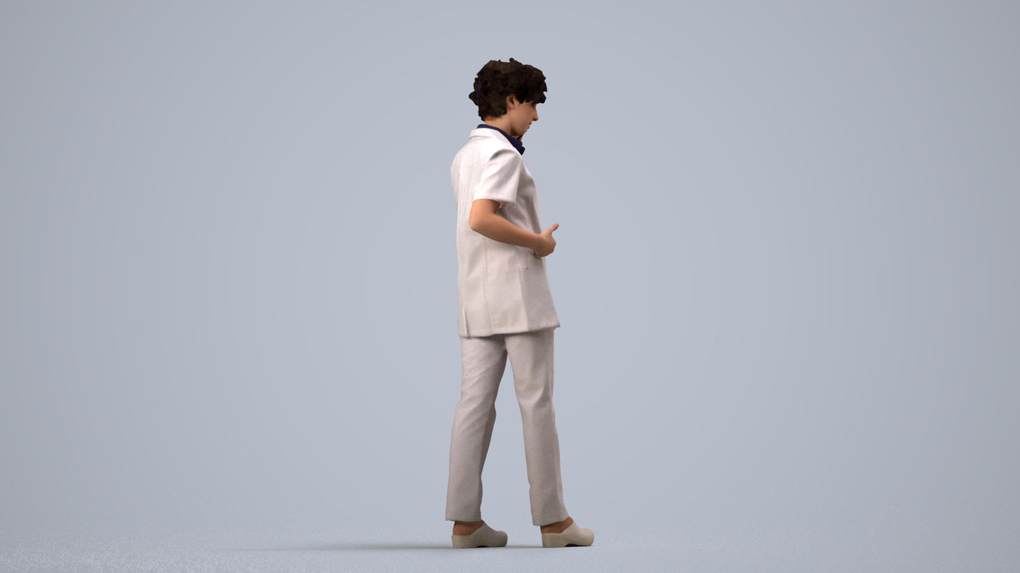 photogrammetry 3D woman medical, realistic human model archviz FBX, side view render