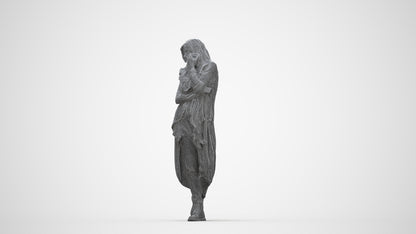 realistic 3D people woman casual standing, render-ready for V-Ray and Corona, FBX OBJ, wireframe back view
