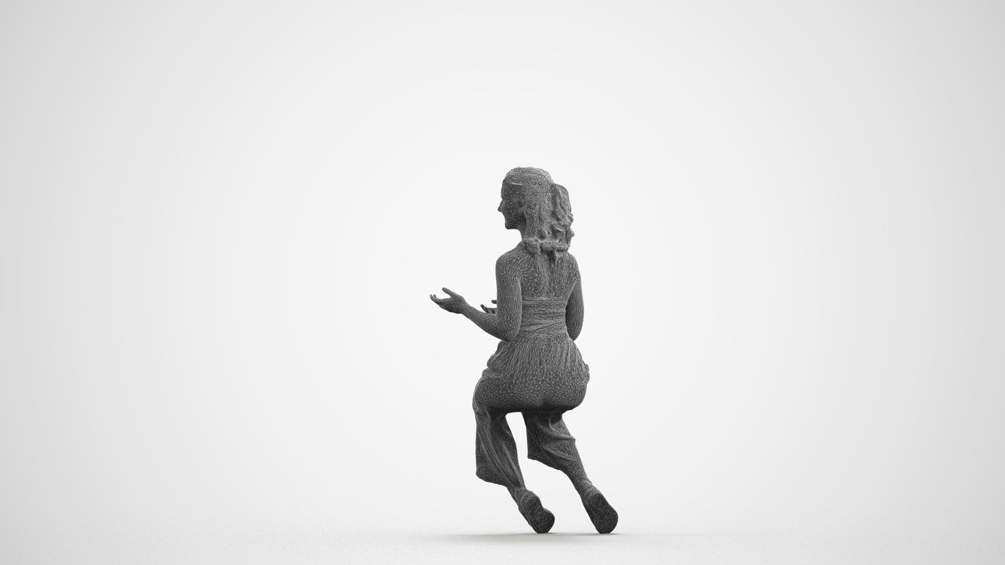 3D people model girl casual kids, scanned human for 3ds Max rendering, wireframe front view