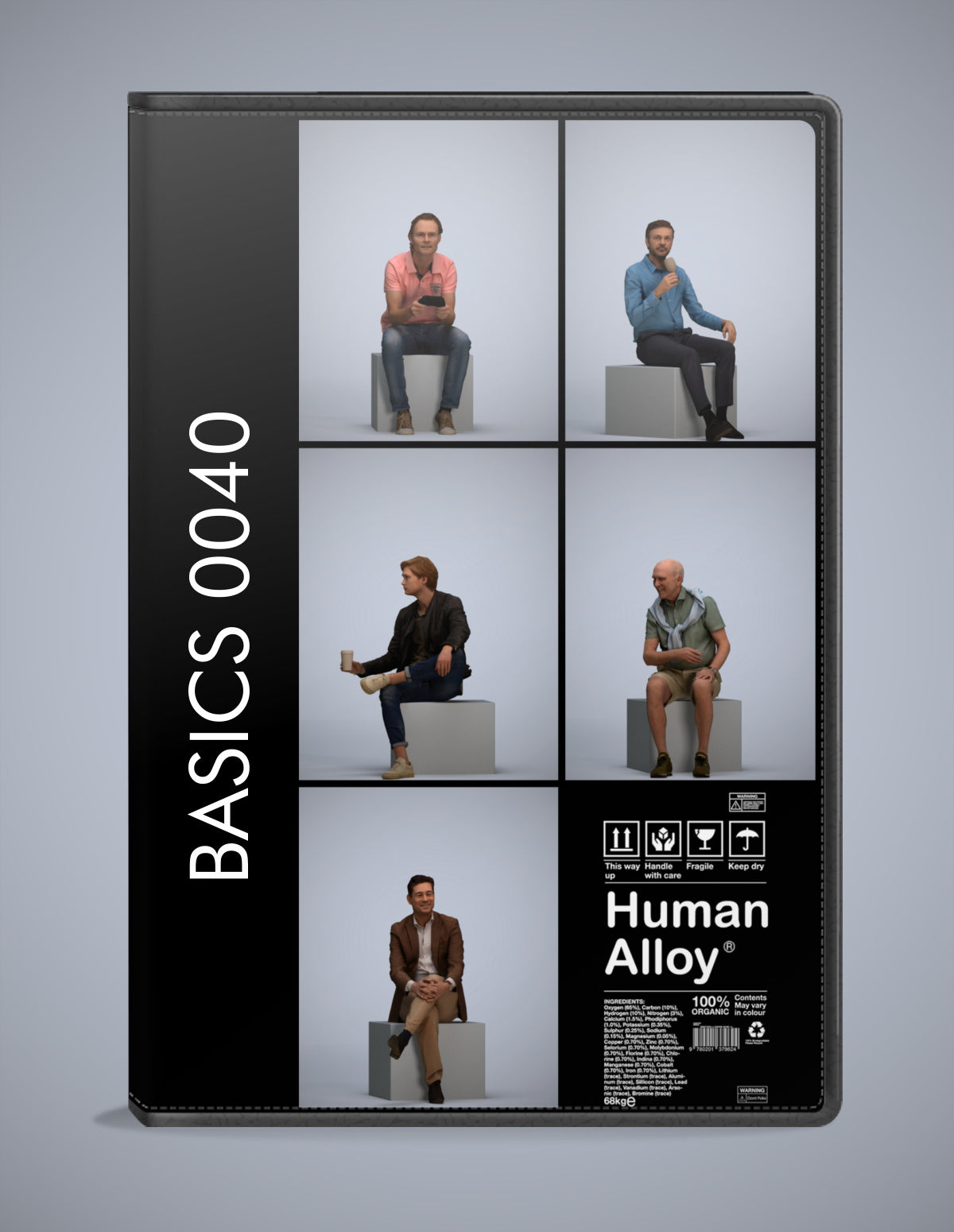 5x realistic 3D people sitting pack, scanned archviz collection for Blender and 3ds Max
