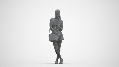 photogrammetry 3D woman casual standing, realistic human model archviz FBX, three-quarter front view render