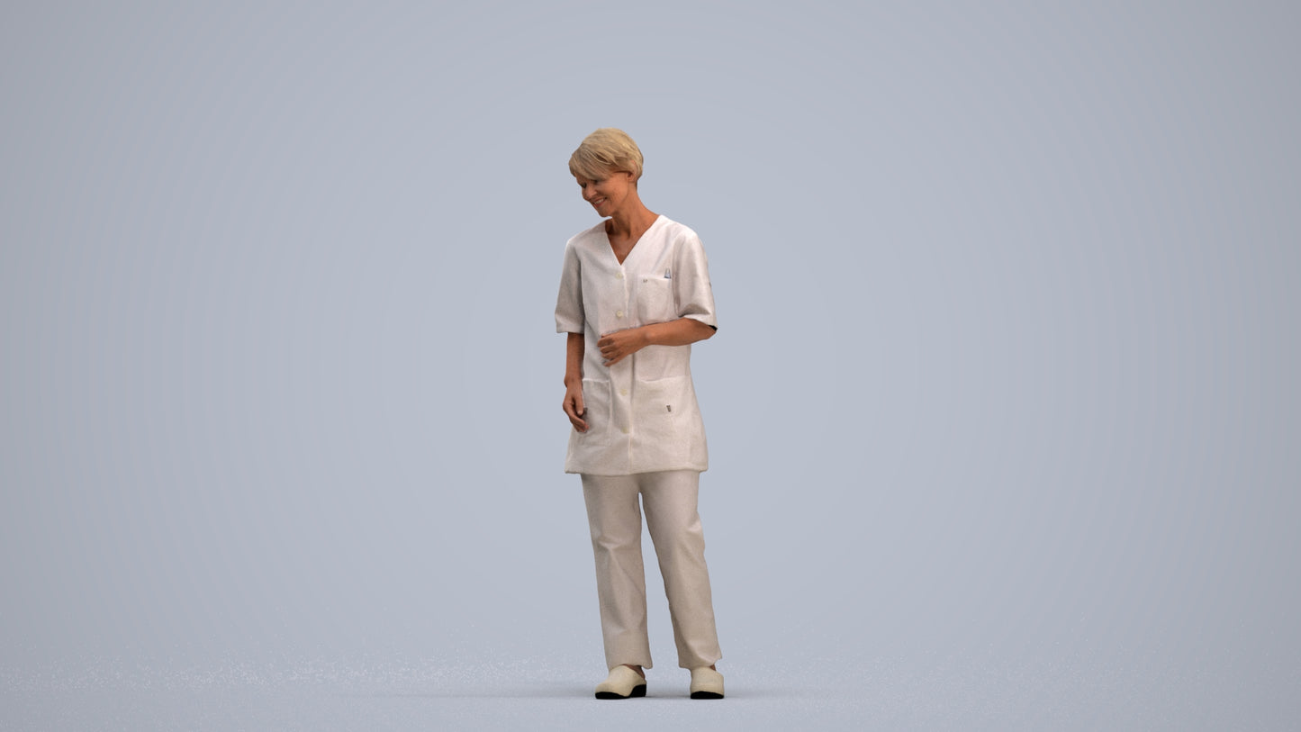 3D people model senior woman medical, scanned human for 3ds Max rendering, standing pose render