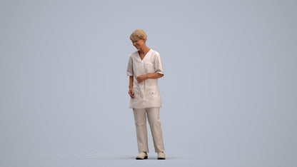 3D people model senior woman medical, scanned human for 3ds Max rendering, standing pose render