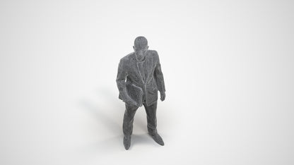 3D people model man business, scanned human for 3ds Max rendering, wireframe three-quarter view