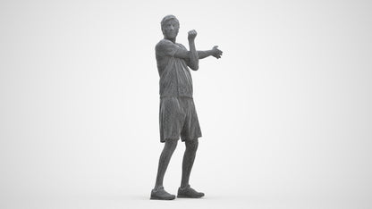 3D human model man sport, photogrammetry scanned person for archviz, three-quarter front view render