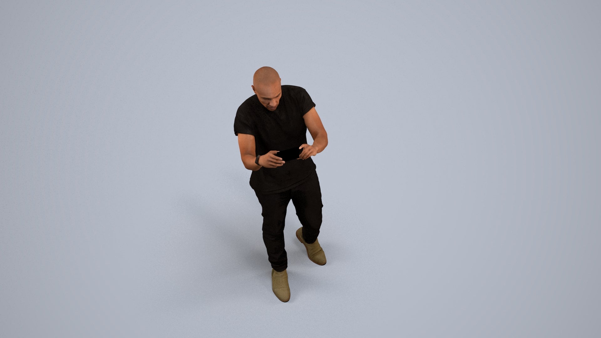realistic 3D man casual standing, scanned archviz people for Blender and 3ds Max, back view render