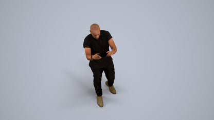 realistic 3D man casual standing, scanned archviz people for Blender and 3ds Max, back view render