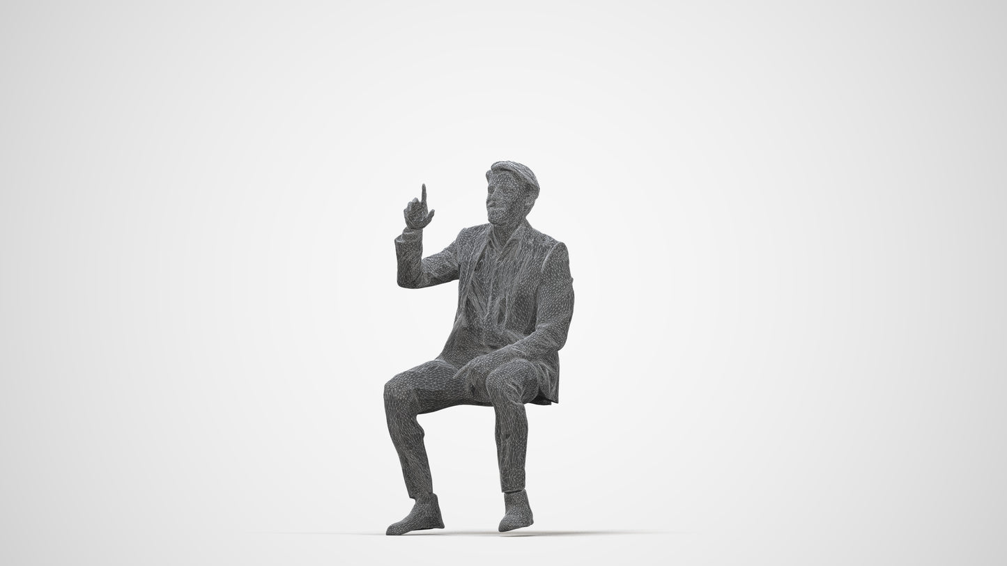 photogrammetry 3D man business, realistic human model archviz FBX, wireframe back view