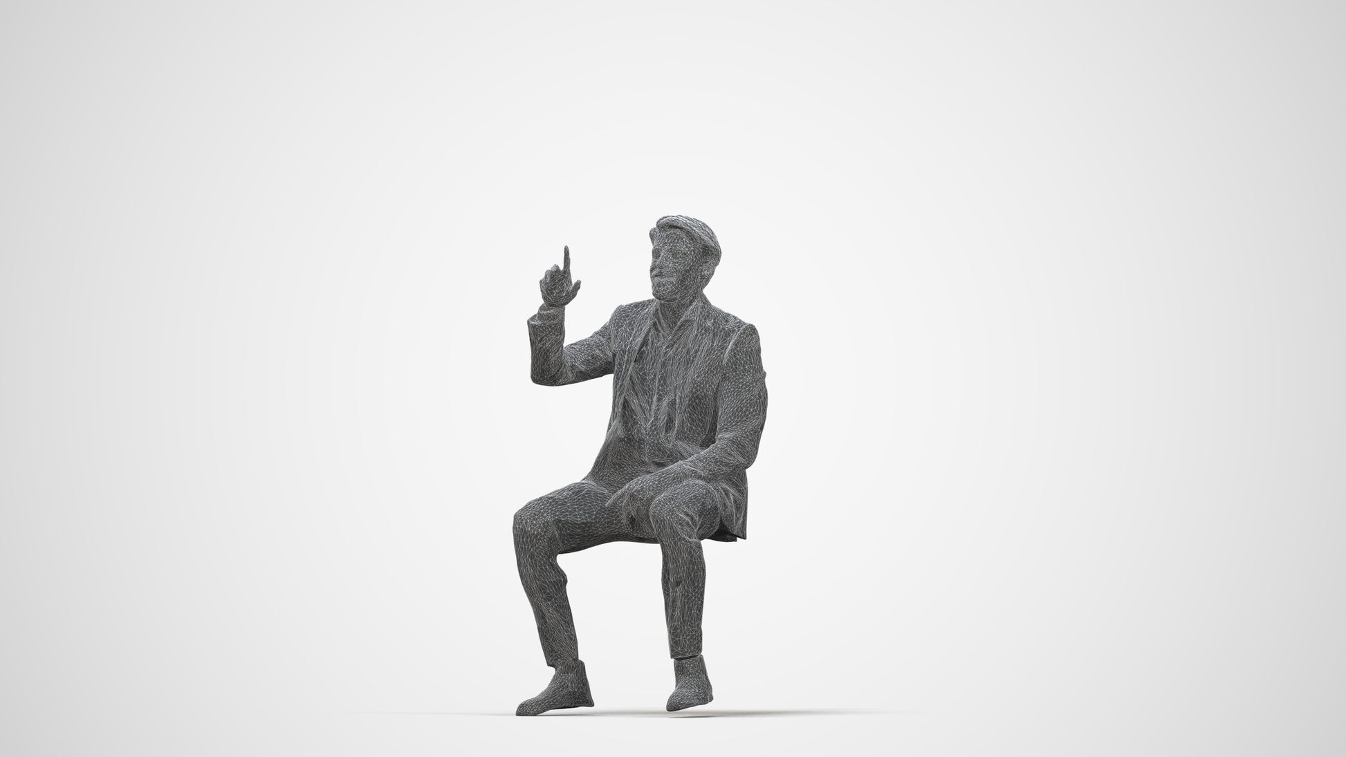 photogrammetry 3D man business, realistic human model archviz FBX, wireframe back view