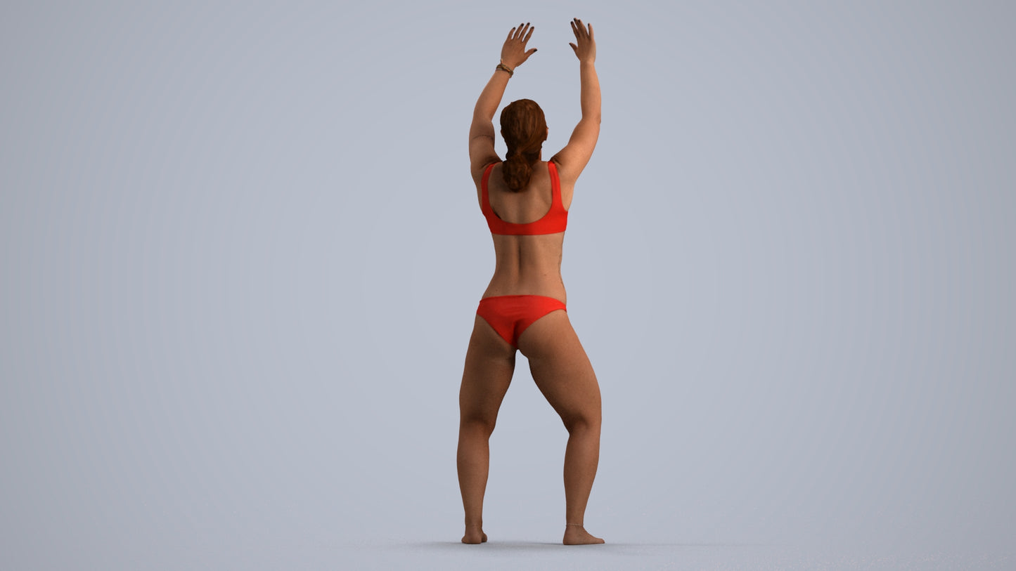 scanned 3D woman pool, photogrammetry people for Enscape and V-Ray, front view render