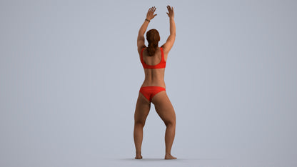 scanned 3D woman pool, photogrammetry people for Enscape and V-Ray, front view render