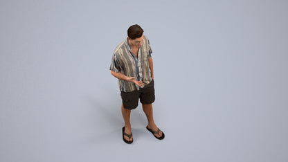 realistic 3D human man casual standing, archviz people FBX OBJ for Blender, back view render