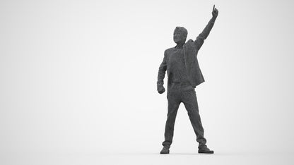 realistic 3D man formal dancing, scanned archviz people for Blender and 3ds Max, wireframe back view