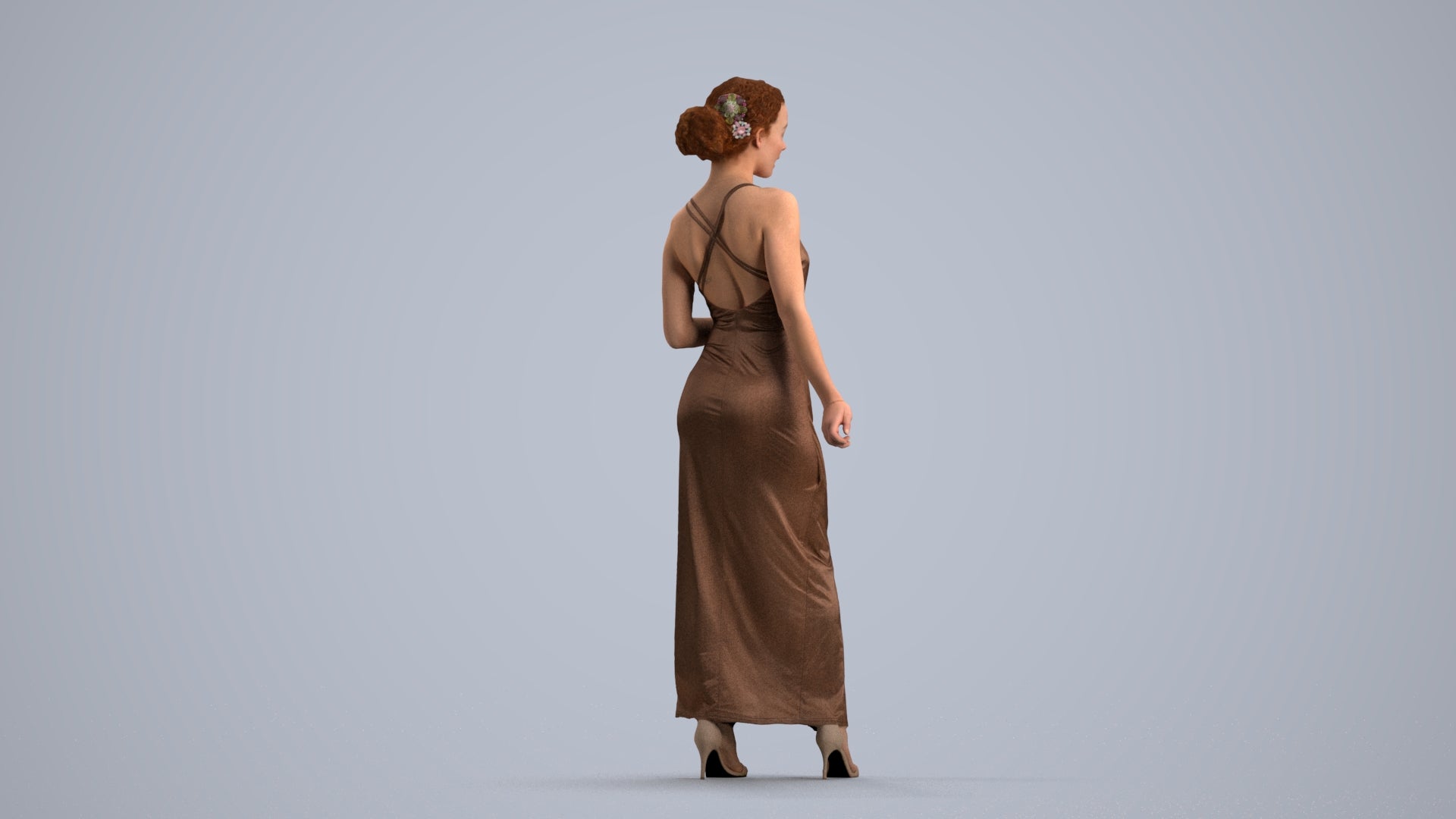 realistic 3D human woman formal formalaffairs, archviz people FBX OBJ for Blender, front view render