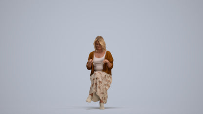 photogrammetry 3D woman casual sitting, realistic human model archviz FBX, standing pose render
