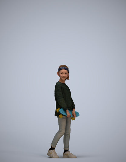 3D people model girl casual kids, scanned human for 3ds Max rendering