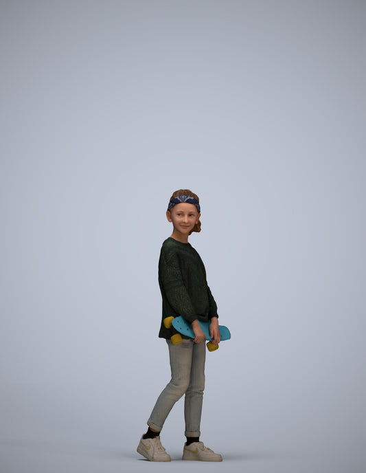 3D people model girl casual kids, scanned human for 3ds Max rendering