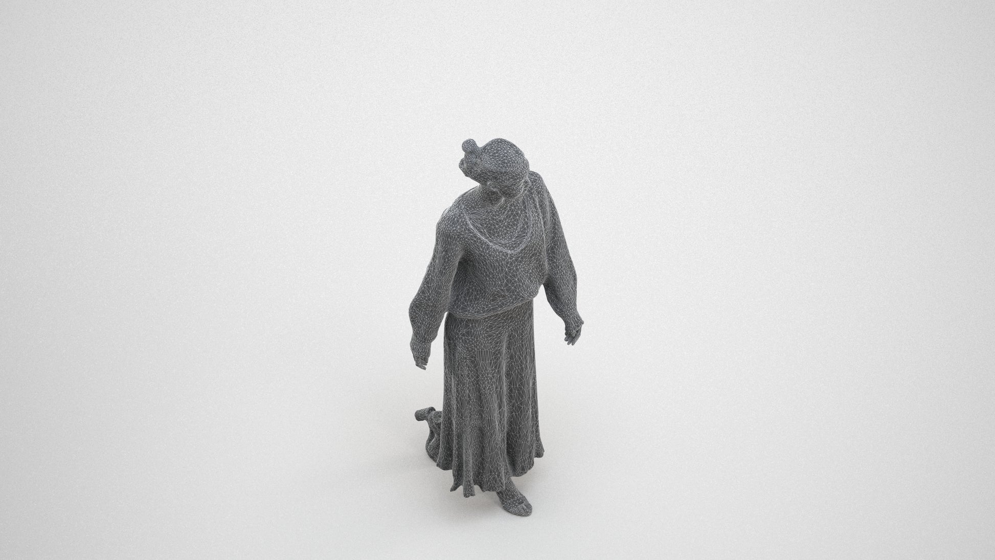 realistic 3D people woman casual walking, render-ready for V-Ray and Corona, FBX OBJ, wireframe three-quarter view