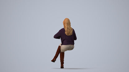 realistic 3D people woman business sitting, render-ready for V-Ray and Corona, FBX OBJ, three-quarter view render