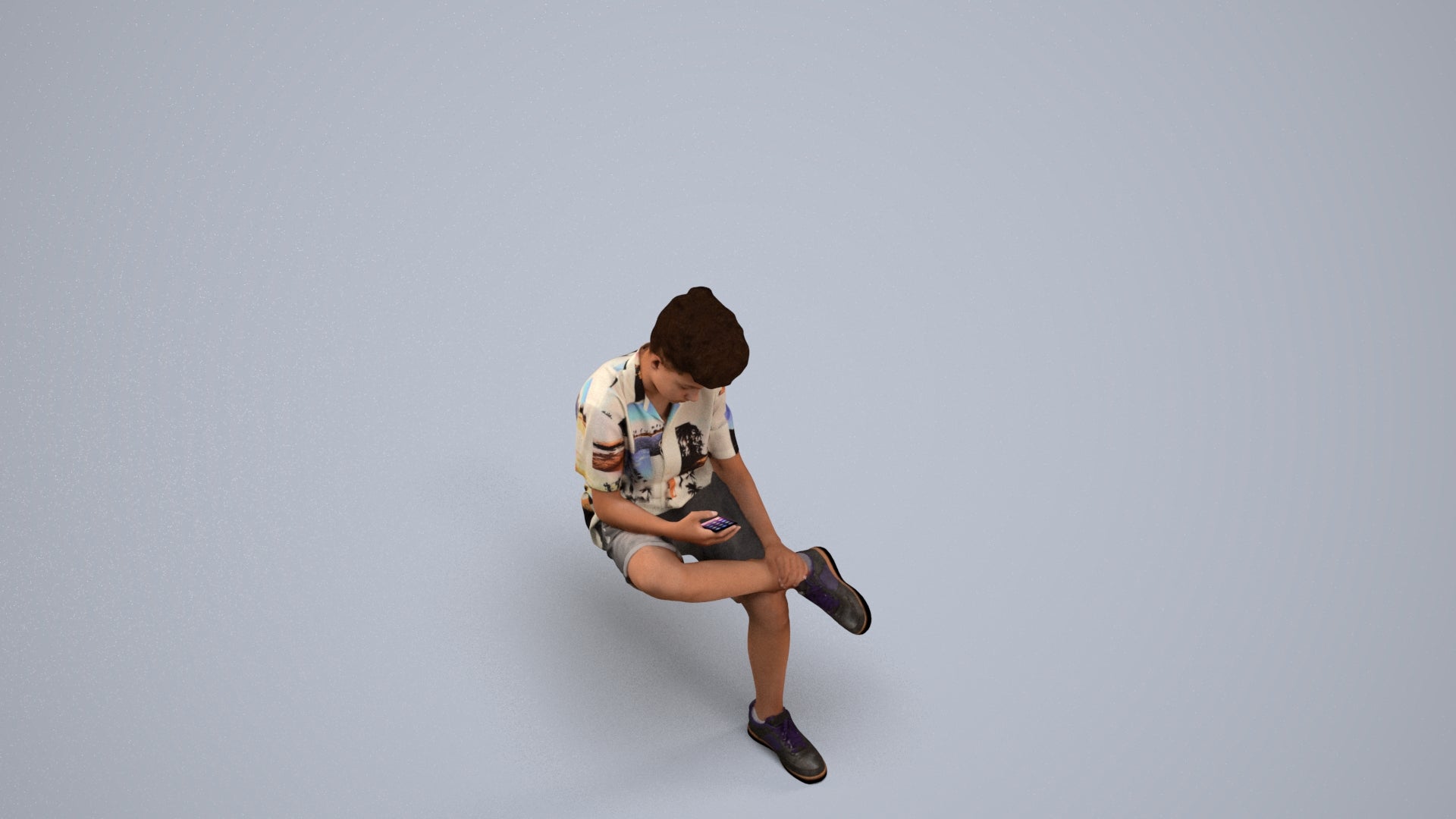realistic 3D human boy casual kids, archviz people FBX OBJ for Blender, back view render