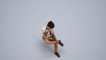 realistic 3D human boy casual kids, archviz people FBX OBJ for Blender, back view render