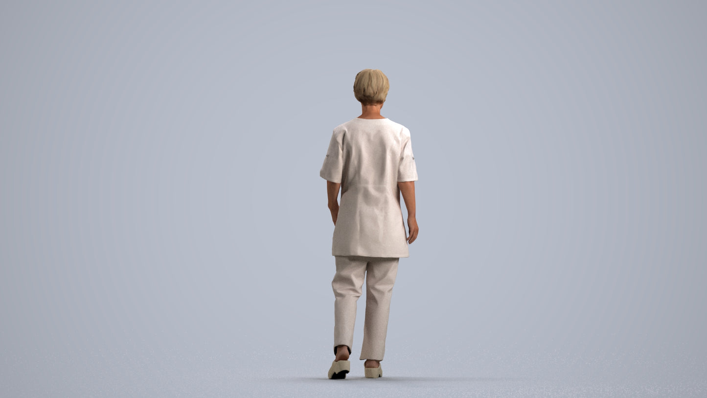 photogrammetry 3D woman standing, realistic human model archviz FBX, front view render