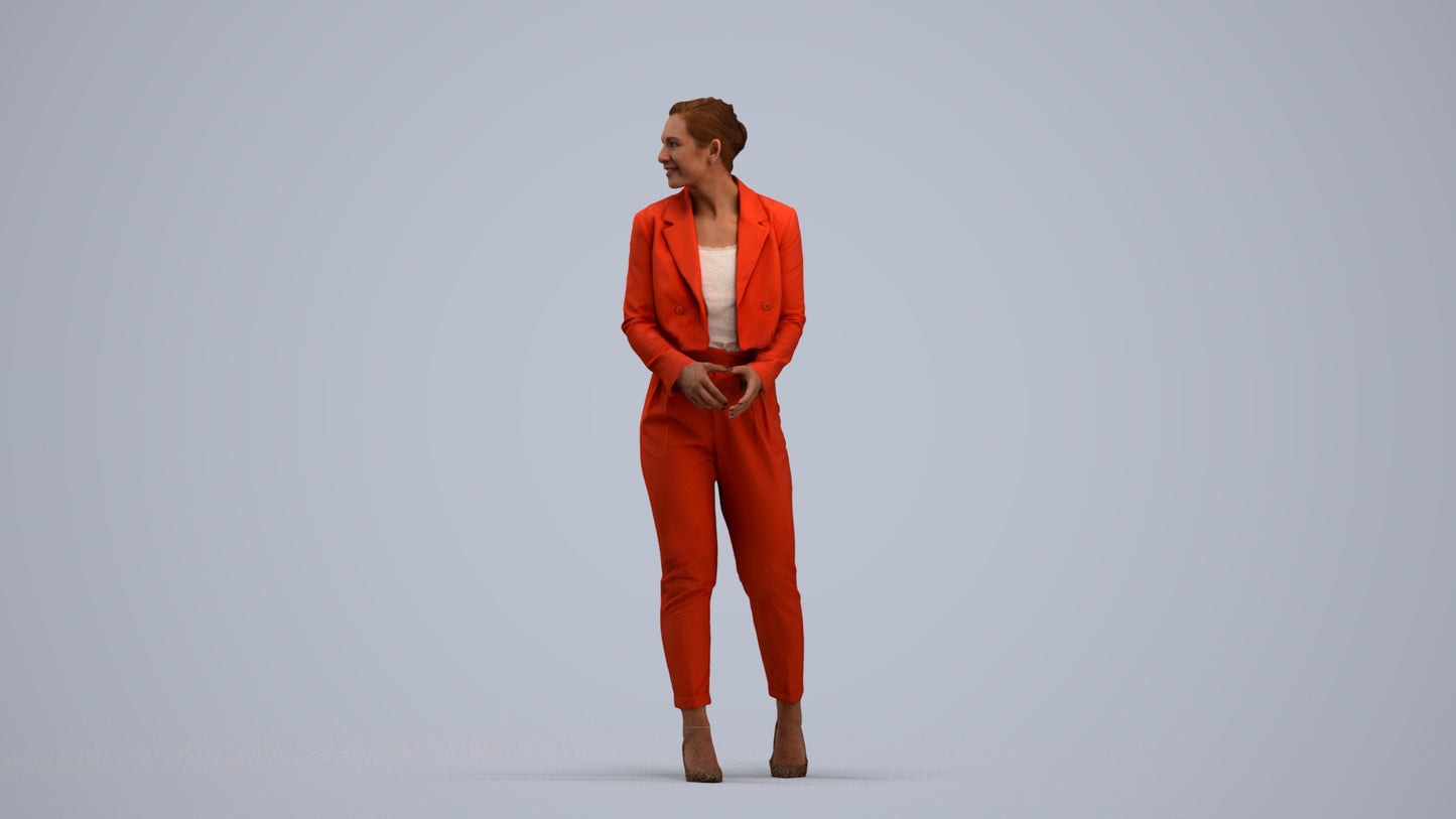 3D people model woman business, scanned human for 3ds Max rendering, standing pose render