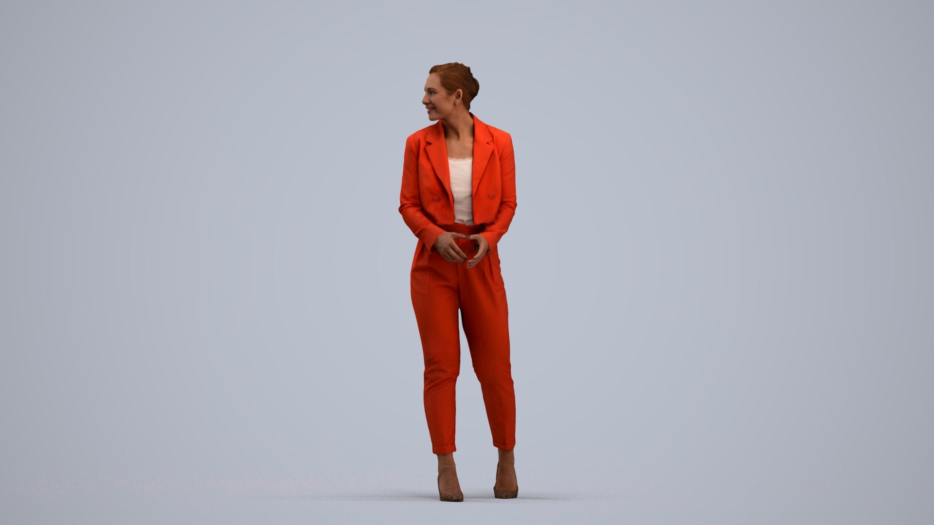 3D people model woman business, scanned human for 3ds Max rendering, standing pose render