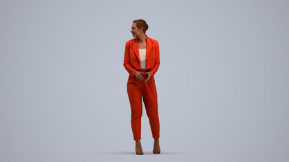 3D people model woman business, scanned human for 3ds Max rendering, standing pose render