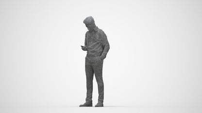 3D people model boy kids, scanned human for 3ds Max rendering, wireframe back view