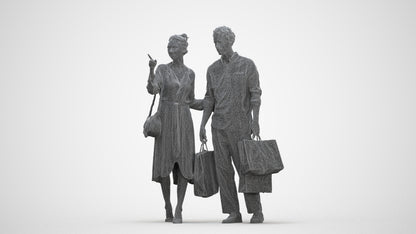 photogrammetry 3D man casual shopping, realistic human model archviz FBX, three-quarter front view render