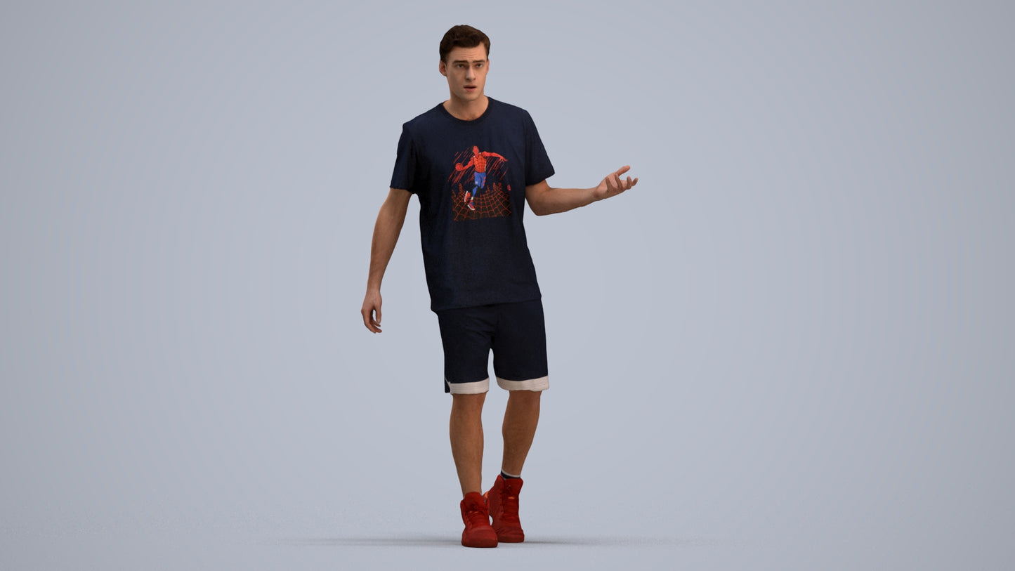 realistic 3D man sport, scanned archviz people for Blender and 3ds Max, standing pose render