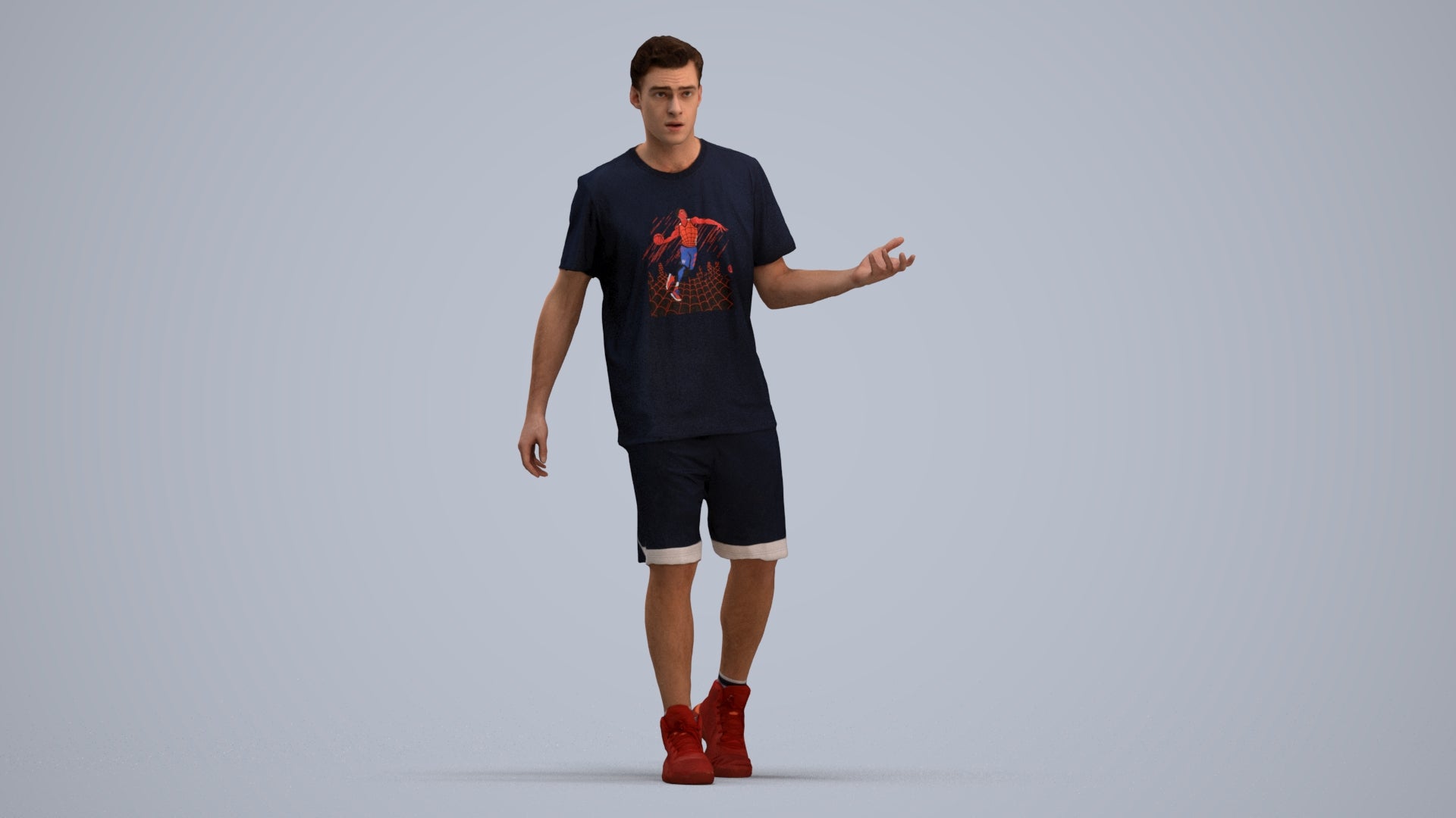 realistic 3D man sport, scanned archviz people for Blender and 3ds Max, standing pose render