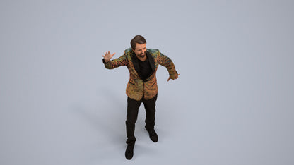 realistic 3D human man formal dancing, archviz people FBX OBJ for Blender, back view render