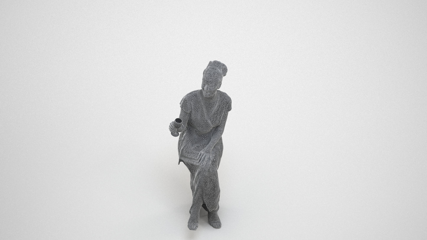 scanned 3D woman formal formalaffairs, photogrammetry people for Enscape and V-Ray, wireframe three-quarter view