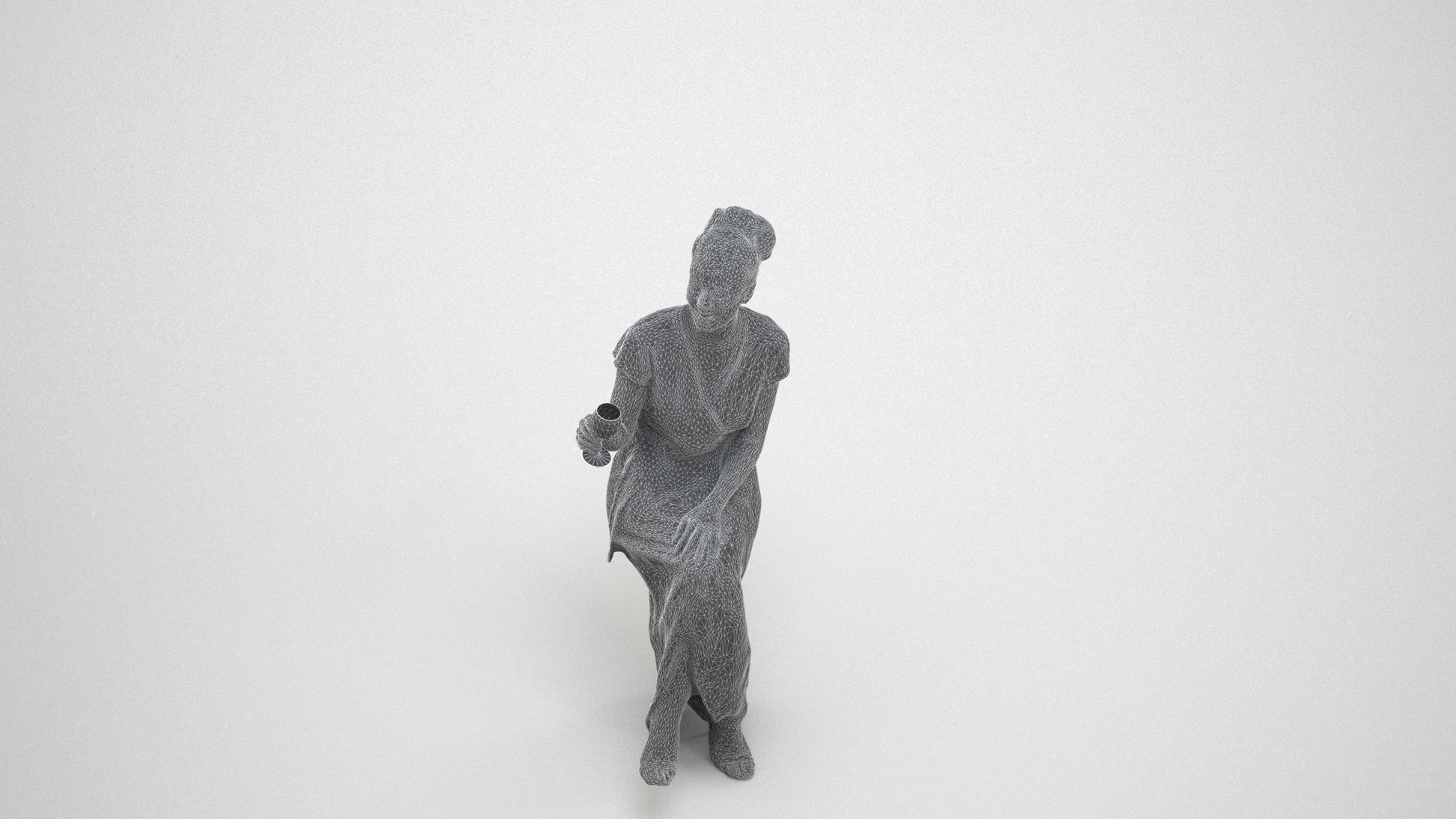 scanned 3D woman formal formalaffairs, photogrammetry people for Enscape and V-Ray, wireframe three-quarter view