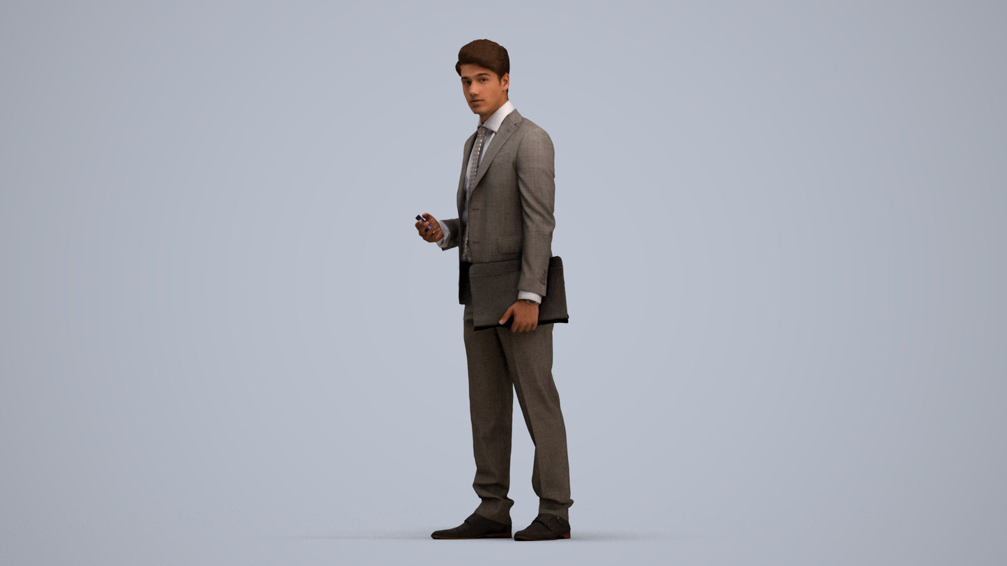 realistic 3D people man business, render-ready for V-Ray and Corona, FBX OBJ, standing pose render