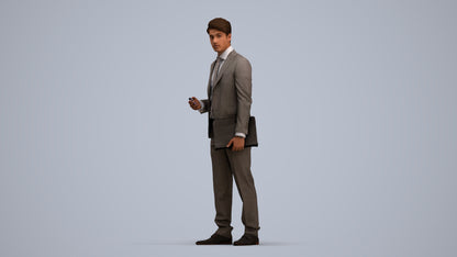realistic 3D people man business, render-ready for V-Ray and Corona, FBX OBJ, standing pose render