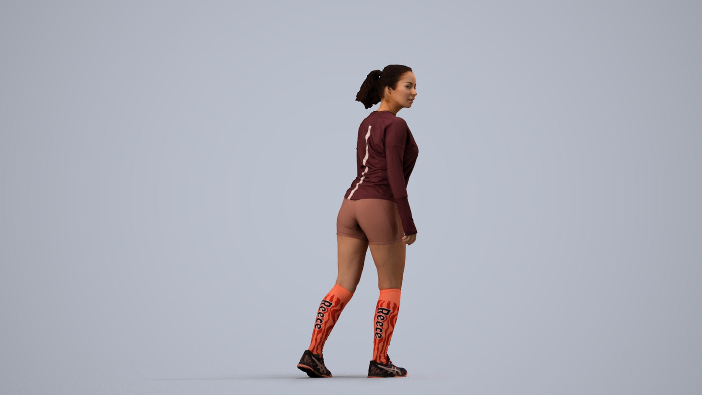 scanned 3D woman sport, photogrammetry people for Enscape and V-Ray, side view render