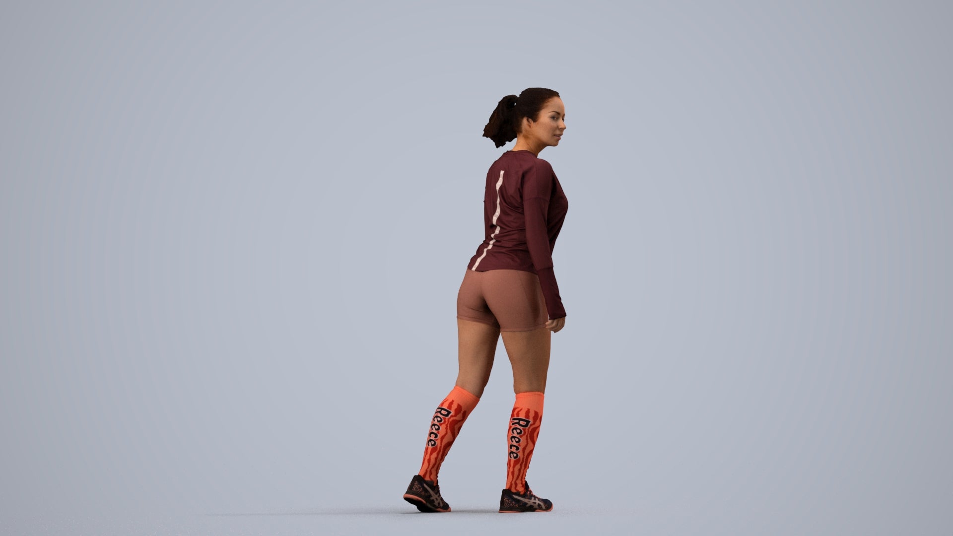 scanned 3D woman sport, photogrammetry people for Enscape and V-Ray, side view render