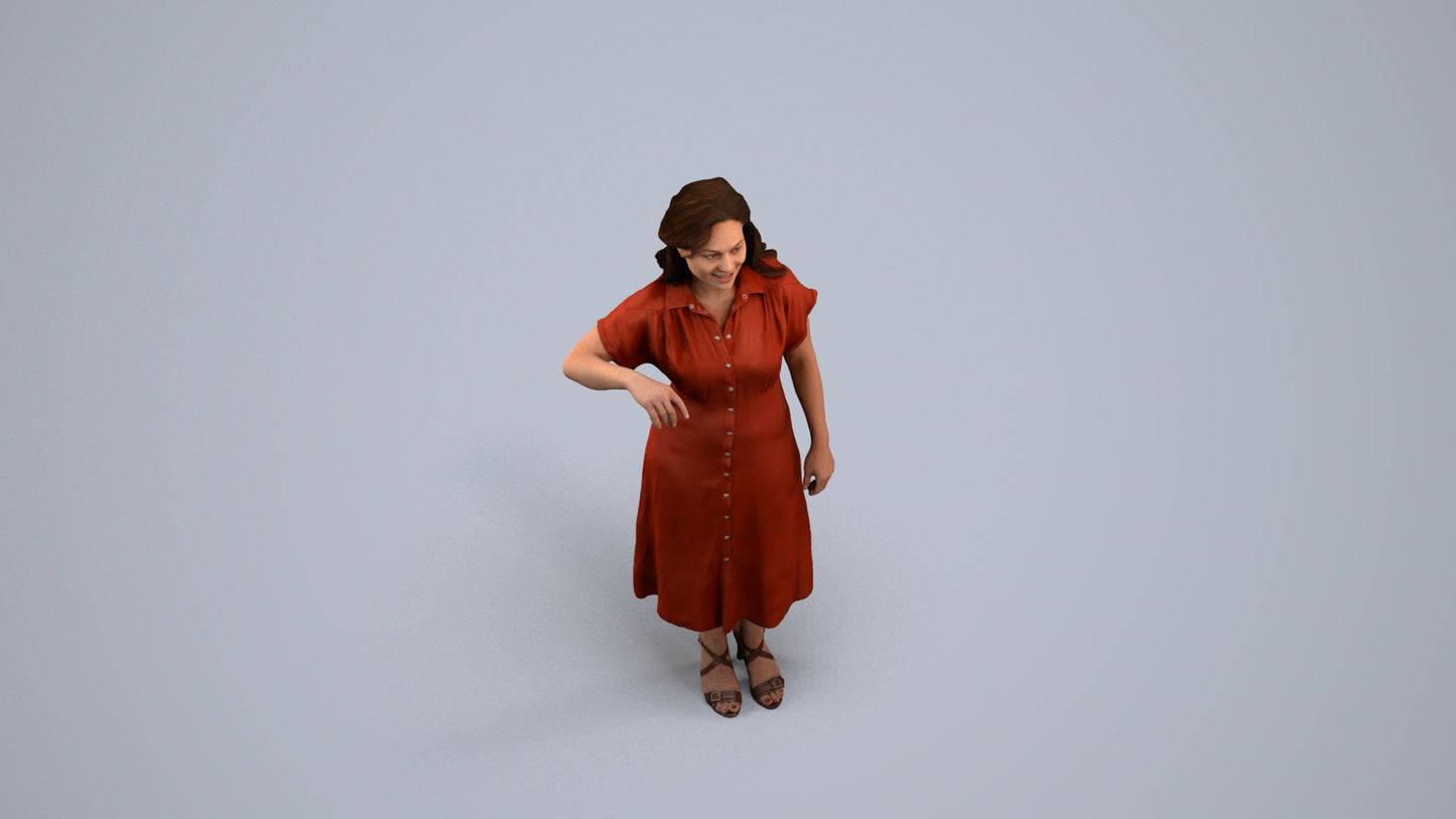 realistic 3D woman casual standing, scanned archviz people for Blender and 3ds Max, back view render