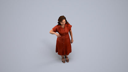 realistic 3D woman casual standing, scanned archviz people for Blender and 3ds Max, back view render