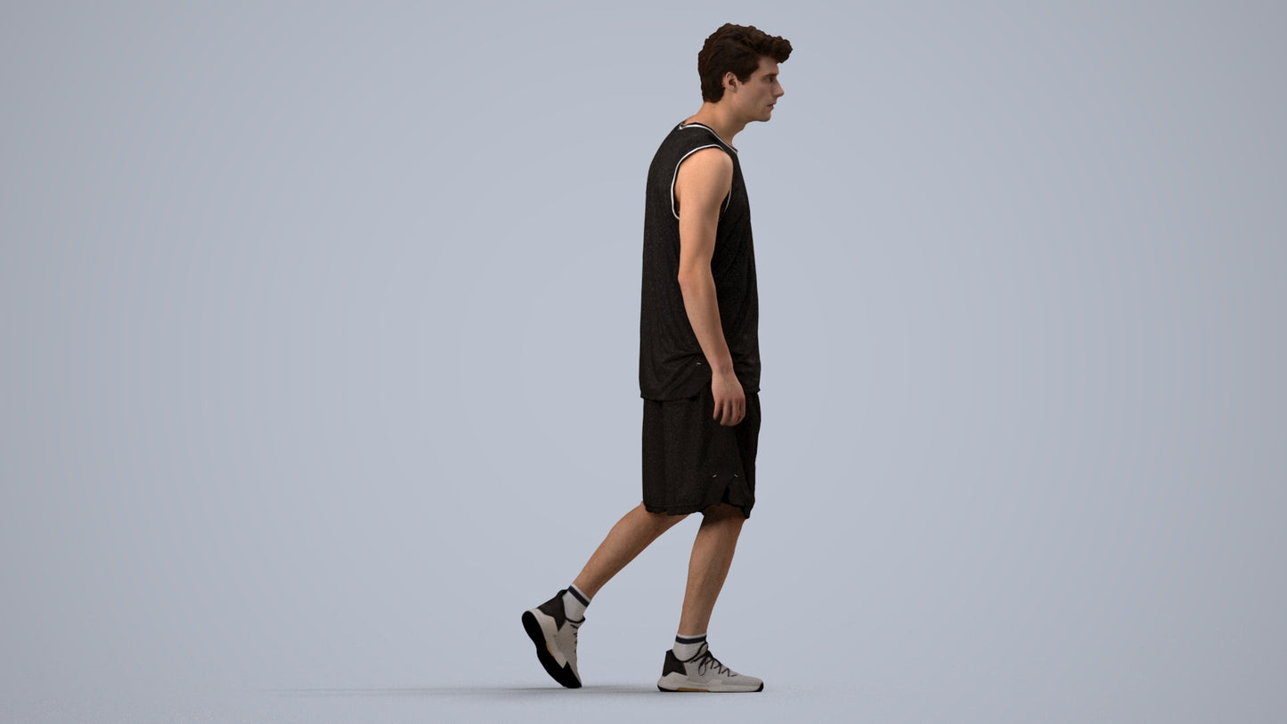 3D scanned man sport, photorealistic archviz people for Enscape and SketchUp, side view render